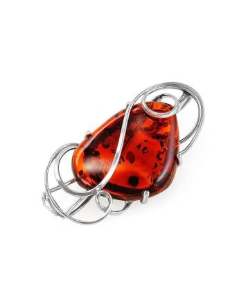 Sterling Silver Brooch With Handcrafted Amber Stone The Rialto, image 