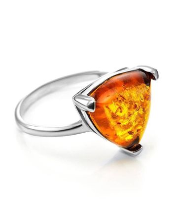 Cute Silver Ring With Cognac Amber The Etude, Ring Size: 12 / 21.5, image 