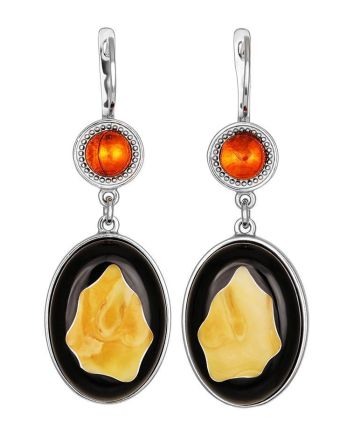 Drop Amber Earrings In Sterling Silver The Panther, image 