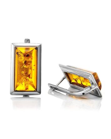 Cognac Amber Earrings In Sterling Silver The Chelsea, image 