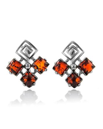 Cognac Amber Earrings In Sterling Silver The Vernissage, image 