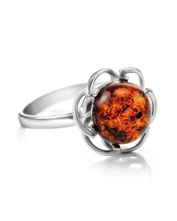 Charming Amber Ring In Sterling Silver The Daisy, Ring Size: 12 / 21.5, image 
