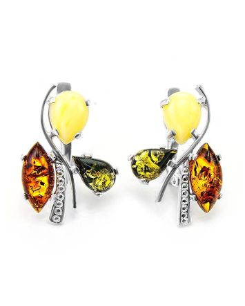 Bold Multicolor Amber Earrings In Sterling Silver The Verbena, image 