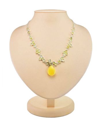 Honey Amber Necklace In Sterling Silver The Bee, image 