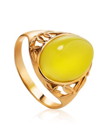 Oval Amber Ring In Gold-Plated Silver The Carmen, Ring Size: 12 / 21.5, image 