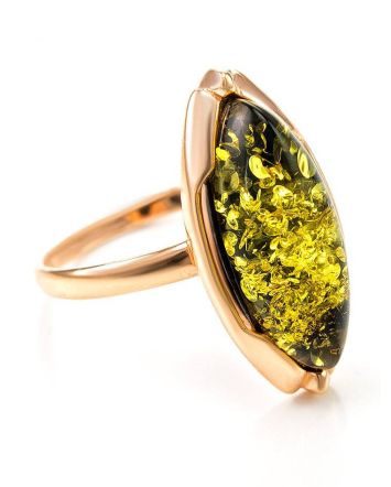 Luminous Amber Ring In Gold-Plated Silver The Ballade, Ring Size: 12 / 21.5, image 