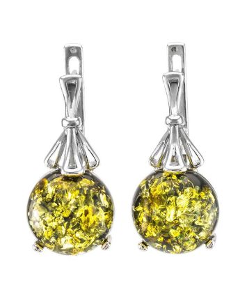Green Amber Earrings In Sterling Silver The Lucia, image 
