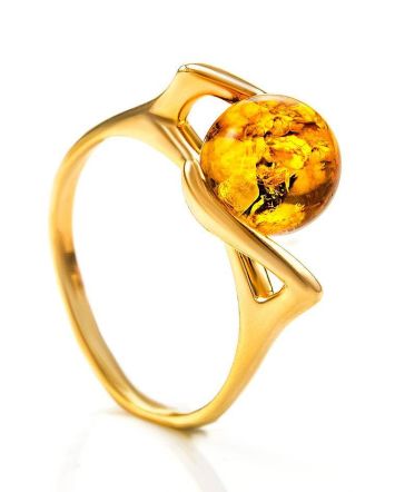 Bright Amber Ring In Gold-Plated Silver The Aldebaran, Ring Size: 12 / 21.5, image 