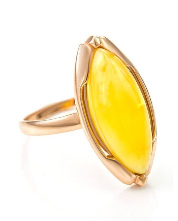 Luminous Amber Ring In Gold-Plated Silver The Ballade, Ring Size: 11.5 / 21, image 