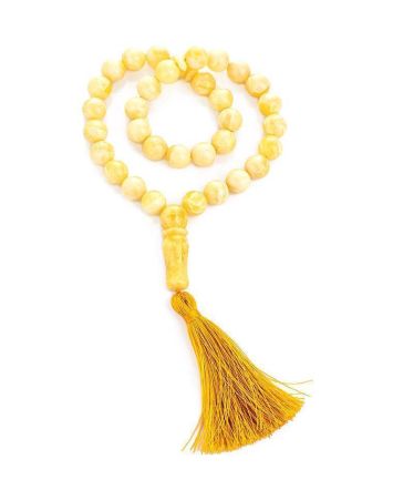 Muslim 33 White Amber Prayer Beads, image 