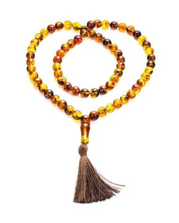 Islamic 66 Multicolor Amber Prayer Beads, image 