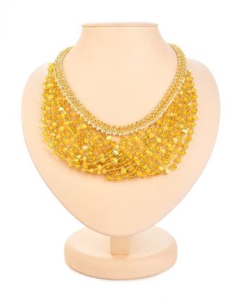Handcrafted Amber Necklace With Yellow Glass Beads The Fable, image 