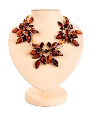 Cherry Amber Floral Necklace The Primula, image 
