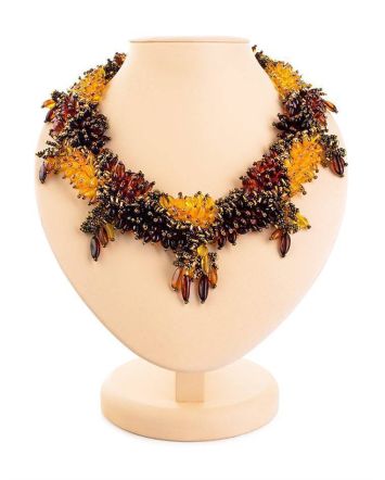 Multicolor Amber Necklace With Small Glass Beads The Fable, image 