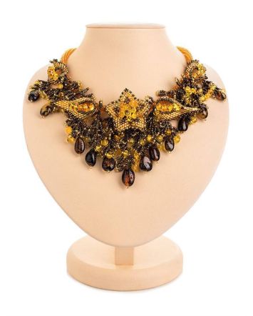 Multicolor Amber Necklace With Brown Beads The Fable, image 