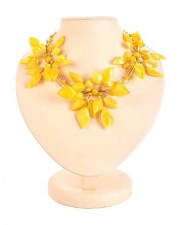 Opulent Amber Floral Necklace The Primula, image 