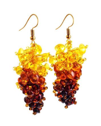 Multicolor Amber Drop Earrings With Glass Beads The Fable, image 