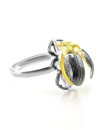 Honey Amber Ring In Sterling Silver The Scarab, Ring Size: 9 / 19, image 