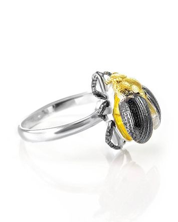 Amazing Silver Ring With Lemon Amber The Scarab, Ring Size: 11 / 20.5, image 
