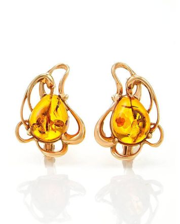 Floral Amber Earrings In Gold-Plated Silver The Daisy, image 