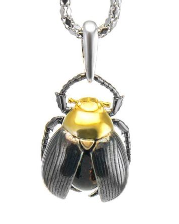 Cherry Amber Pendant In Sterling Silver The Scarab, image 