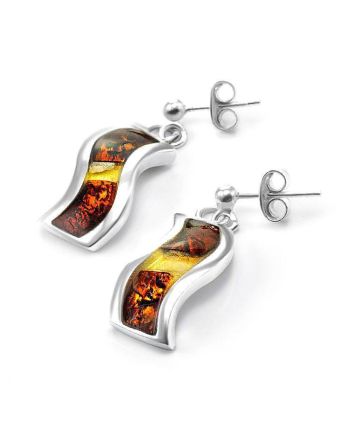 Amber Stud Earrings In Sterling Silver The London, image 