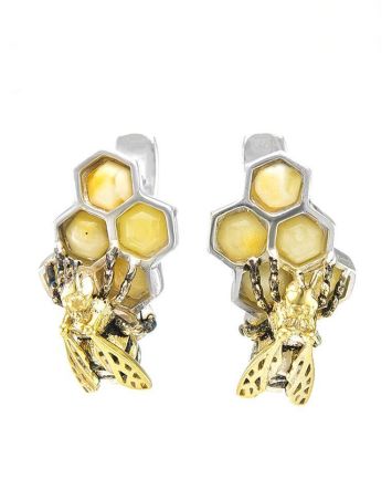 Honey Amber Earrings In Sterling Silver The Bee, image 