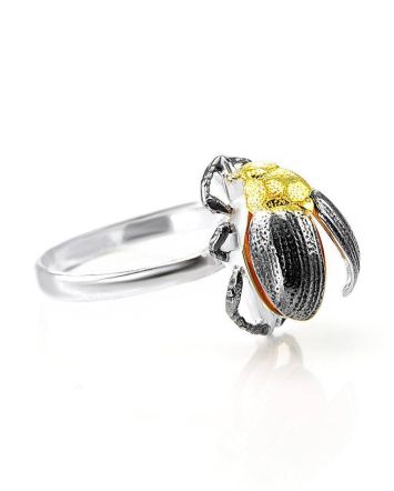 Cognac Amber Ring In Sterling Silver The Scarab, Ring Size: 11 / 20.5, image 