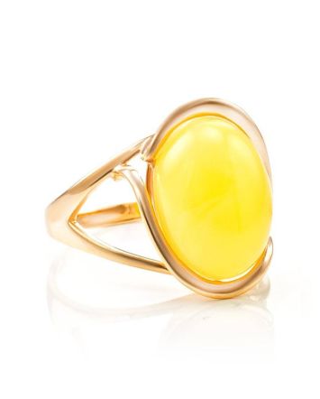 Honey Amber Ring In Gold-Plated Silver The Strauss, Ring Size: 13 / 22, image 