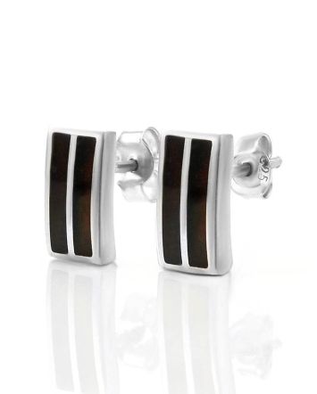 Amber Stud Earrings In Sterling Silver The London, image 
