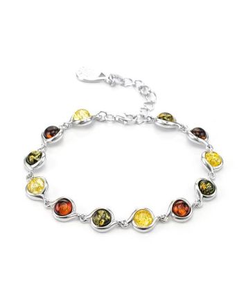 Multicolor Amber Link Bracelet In Sterling Silver The Berry, image 