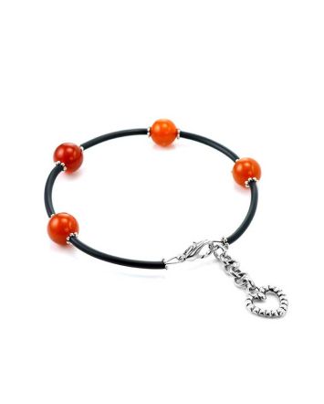 Honey Amber Designer Bracelet On Cord, image 