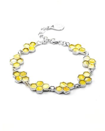 Link Amber Bracelet In Sterling Silver The Bee, image 