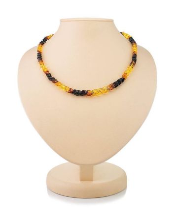 Color Gradient Two-Toned Amber Beaded Necklace, image 
