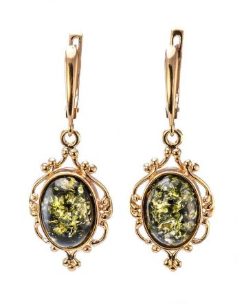 Drop Amber Earrings In Gold-Plated Silver The Carmen, image 