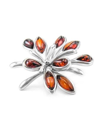 Floral Amber Pendant In Sterling Silver The Dahlia, image 