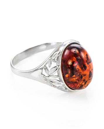 Cocktail Amber Ring In Sterling Silver The Carmen, Ring Size: 12 / 21.5, image 
