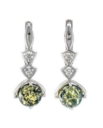 Drop Amber Earrings In Sterling Silver With Crystals The Sambia, image 