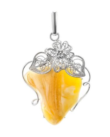 Handmade Amber Pendant In Sterling Silver the Dew ​, image 