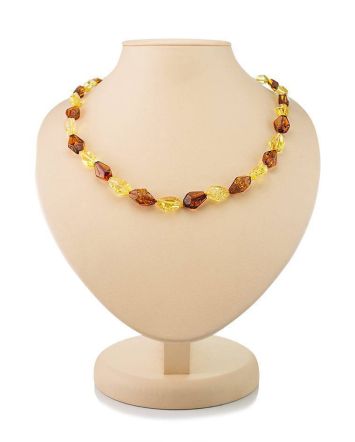 Two-Toned Faceted Amber Beaded Necklace, image 