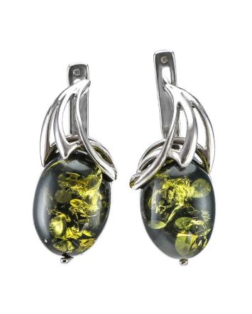Green Amber Earrings In Sterling Silver The Palermo, image 
