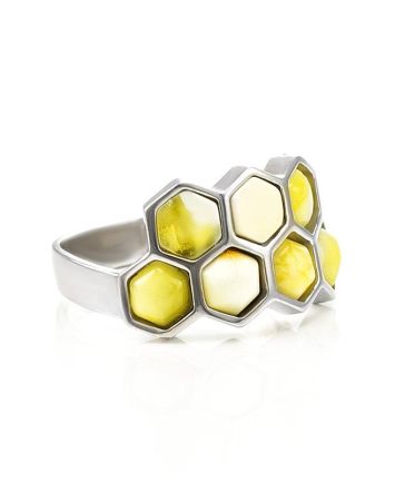 Butterscotch Amber Ring In Sterling Silver The Bee, Ring Size: 11 / 20.5, image 