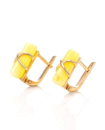Cylindrical Cut Amber Earrings In Gold The Scandinavia, image 