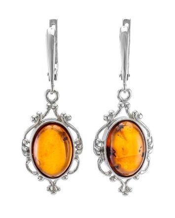 Drop Amber Earrings In Sterling Silver The Carmen, image 