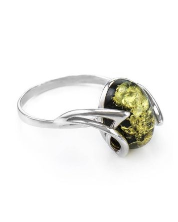 Sterling Silver Ring With Green Amber The Palermo, Ring Size: 12 / 21.5, image 