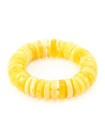 High Polished Honey Amber Beaded Stretch Bracelet, image 