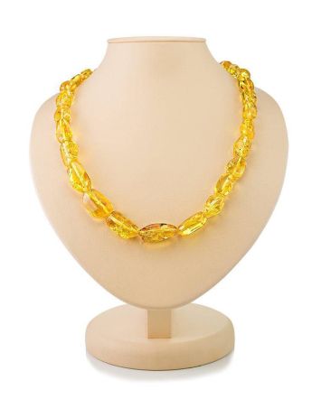 Lemon Amber Beaded Necklace, image 