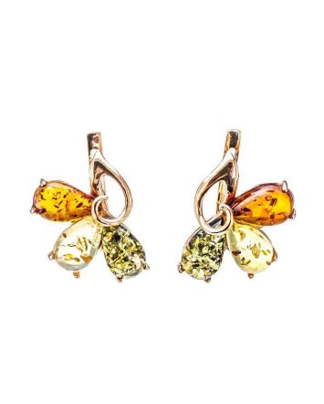 Multicolor Amber Earrings In Gold-Plated Silver The Dandelion, image 