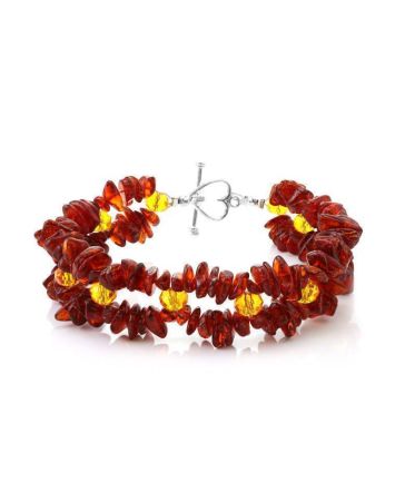 Cherry Amber Designer Bracelet With Glass Beads, image 