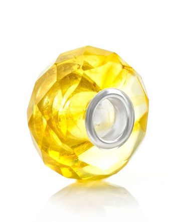 Faceted Lemon Amber Ball Charm, image 